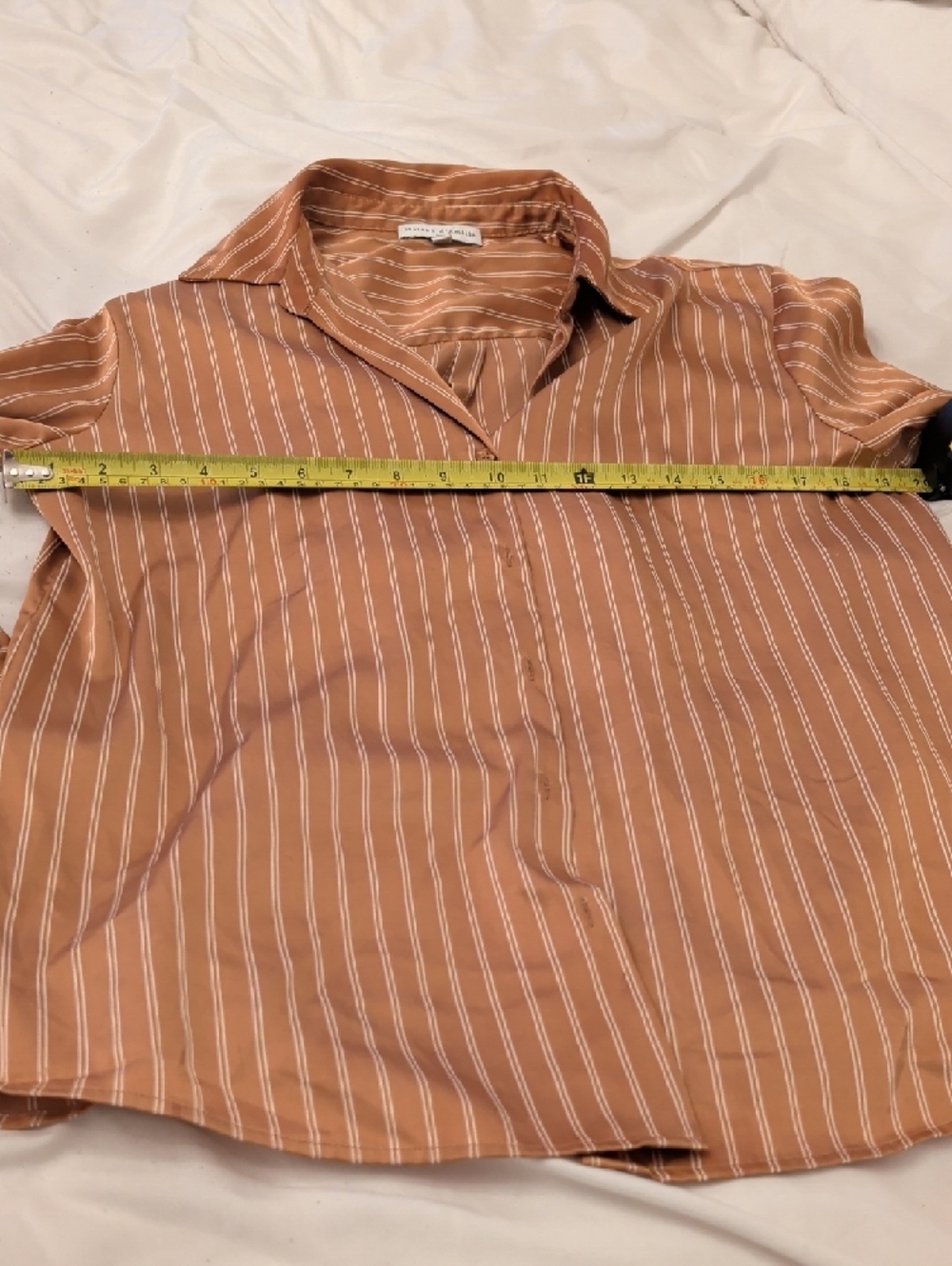 Women's Rust Striped Button-Up Blouse - Picture 6 of 8